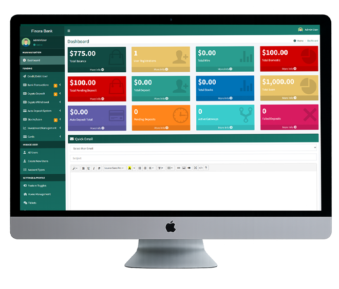 Finora admin dashboard preview
